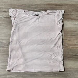 Bailey Lane | Super Soft Pink & White Striped Flutter Sleeve Tee